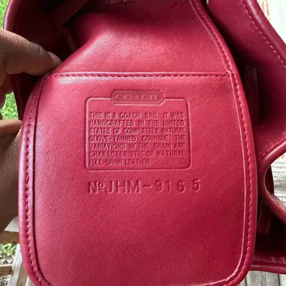 Vintage coach legacy red leather bucket bag